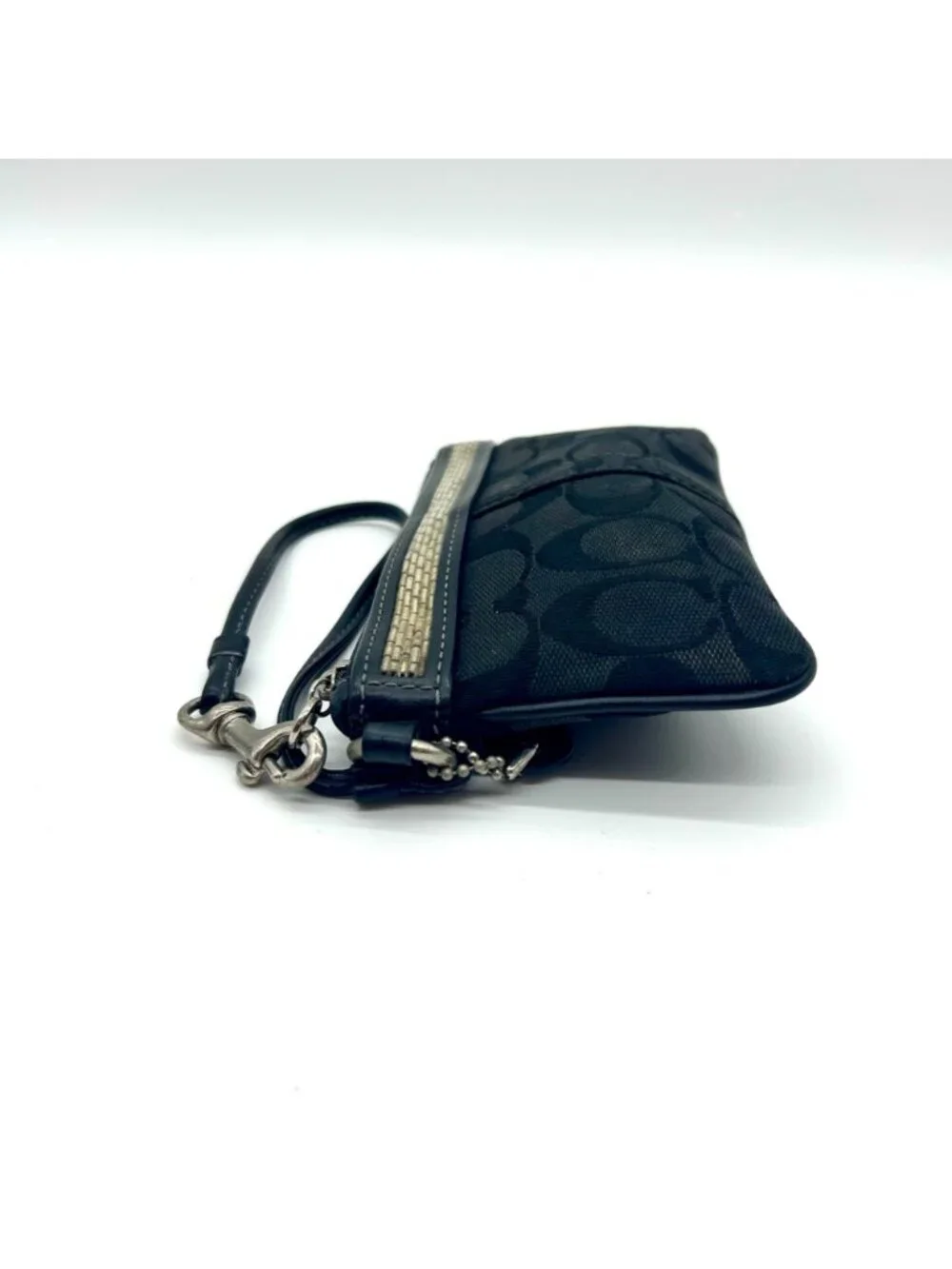Coach Black Signature Canvas Small Wristlet Wallet